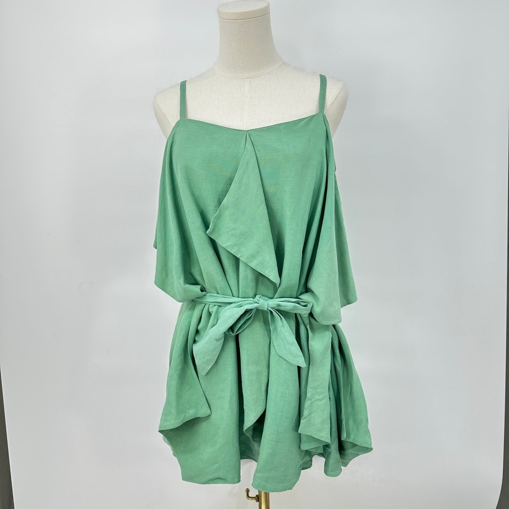 Camilla and Marc Cleo Linen Frock Napkin Dress 10 Mint Green Earthy Naturecore - Picture 4 of 11